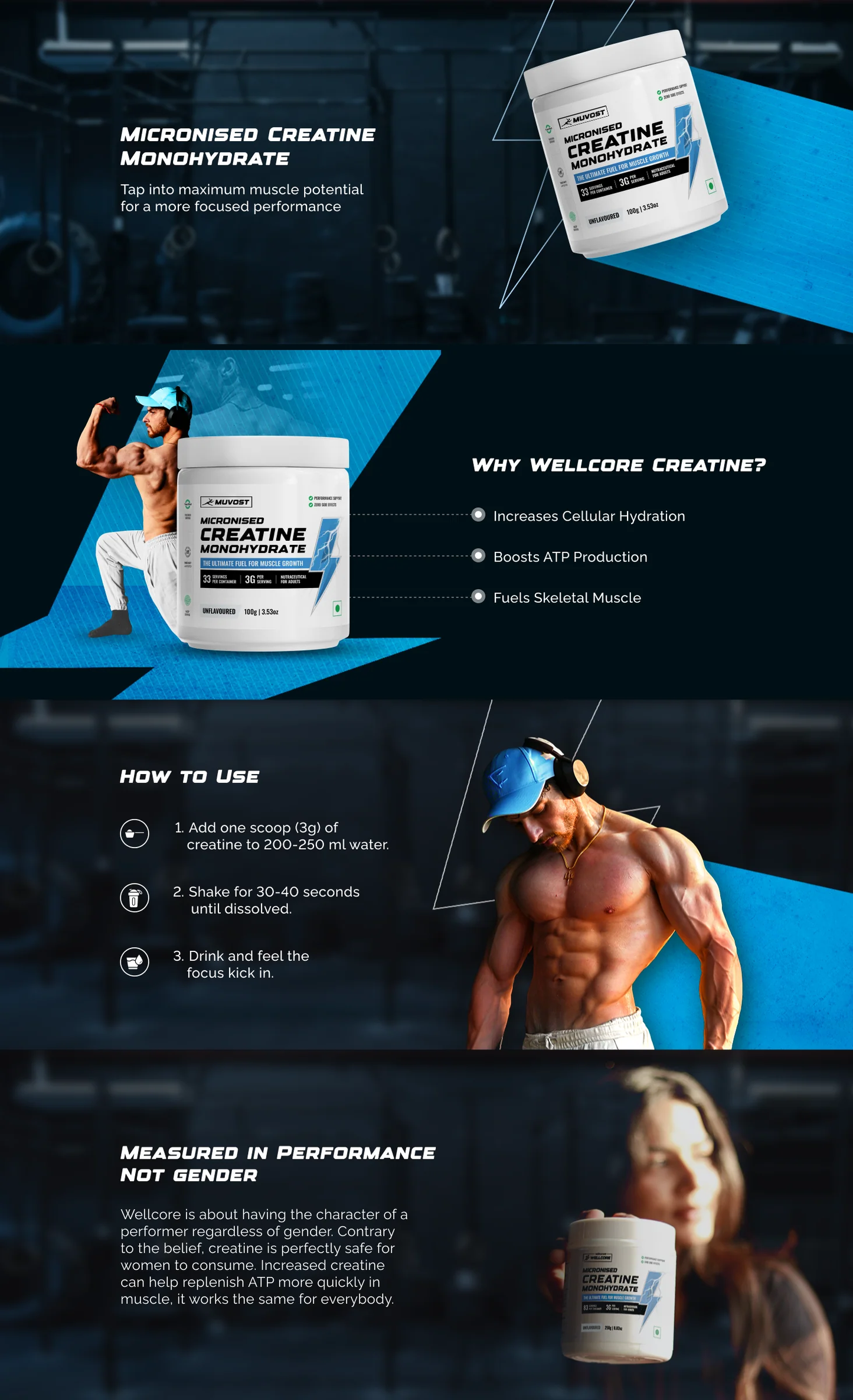 Muvost Micronised Creatine Monohydrate (100g, 33 Servings)™